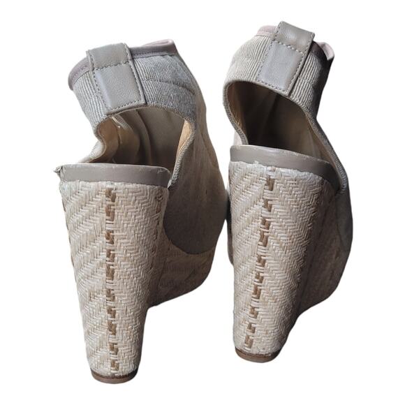 Stuart Weitzman Glover Stretch Espadrille Wedge Sandals Women's Size 7 US Beige - Picture 4 of 8
